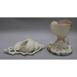 A Royal Worcester nautilus centrepiece and a Royal Worcester shell wall pocket centrepiece height