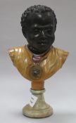 A painted and bronzed metal bust of a Blackamoor height 31cm