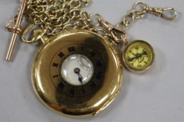 A George V 18ct gold Tavannes Watch Co. half hunter dress pocket watch and a 9ct gold albert with