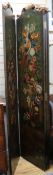 A four fold draught screen painted with vases of flowers and parrots W.204cm