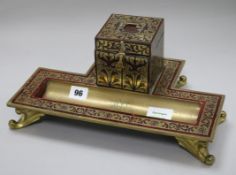 A 19th century red boulle desk stand length 33cm