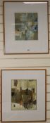 David Hazelwood, two mixed media works, untitled abstracts, signed and dated '81, largest 13.5 x