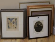 D. J. Gough, mezzotint, walnuts, signed, 10/25, 6.5 x 5.5in., together with a group of assorted