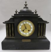 A Victorian slate mantel clock height 35cm