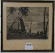 Frederick Halpern, etching with aquatint, coastal scene, Colombo from Mount Lavinia, signed, 21/