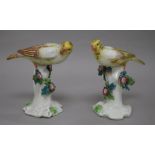 Two Chelsea style porcelain birds height 14cm