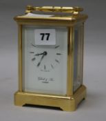 A modern eight day carriage timepiece by Gluck & Son