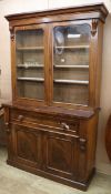 A Victorian mahogany secretaire bookcase W.129cm