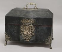 A 19th century silver mounted black shagreen covered casket (lock clasp a.f.)