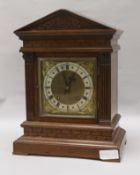 A late 19th century German oak cased eight day bracket clock height 41cm