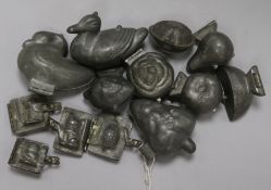 Thirteen lead and zinc Victorian chocolate moulds