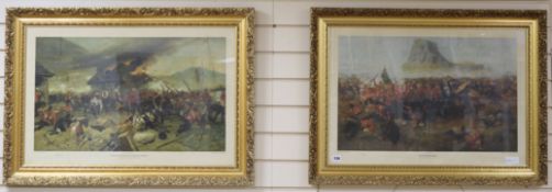 Two Royal Regiment of Wales limited edition prints, Defence of Rorke's Drift and Isandhlwana, signed