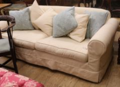 A large upholstered two seater settee W.210cm