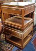 A pair of Chinese hardwood square topped lamp tables W.61cm