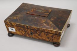 A Regency tortoiseshell work box length 26cm