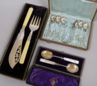 Three boxed sets of plated cutlery