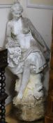 A white marble effect garden statue in the form of a Roman goddess W.60cm approx.