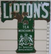 An enamel 'Lipton's Tea' two sided sign 47 x 44cm