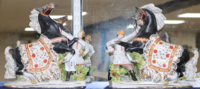 A pair of Russian Lomonosov State Porcelain Factory (LFZ) horse groups