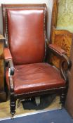 A William IV mahogany and leather armchair