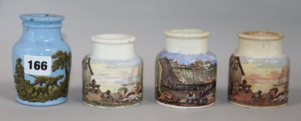 A small collection of Prattware fish paste pots