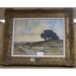 Ernest Proctor, watercolour, traveller in a landscape, signed, 12 x 15.5in.