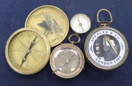 Four pocket compasses