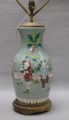 A Chinese style celadon vase lamp base height 76cm