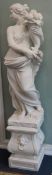 A plaster figure of a maiden and cornucopia W.35cm approx.