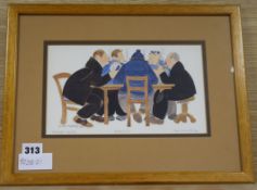 Rie Munoz, limited edition print, "Poker Game", signed in pencil, 598/750 6 x 10in.