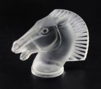 Longchamp/Horse. A glass mascot by René Lalique, introduced on 12/6/1929, No.1152B in clear and