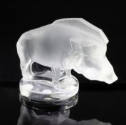 Sanglier/Wild Boar. A glass mascot by René Lalique, introduced on 3/10/1929, No.11802 a modern circa