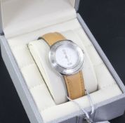 A steel Lalique Mascot quartz wristwatch produced as a limited edition in the 1990's, with white