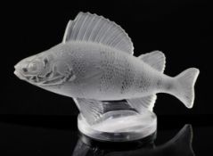 Perche Poisson/Perch. A glass mascot by René Lalique, introduced on 20/4/1929, No.1158 a post-war