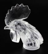 Tête de Coq/Cocks head. A glass mascot by René Lalique, introduced on 3/2/1928, No.11807, in clear