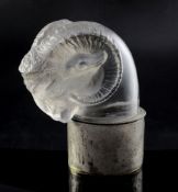 Tête de Belier/Rams Head. A glass mascot by René Lalique, introduced on 3/2/1928, No.1136 clear