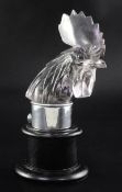 Tête de Coq/Cocks Head. A glass mascot by René Lalique, introduced on 3/2/1928, No.1137 in clear and