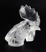 Tête de Coq/Cocks head. A glass mascot by René Lalique, introduced on 3/2/1928, No.1137 in clear and