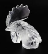 Tête de Coq/Cocks head. A glass mascot by René Lalique, introduced on 3/2/1928, No.1137 in clear and