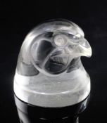 Tête d'Epervier/Hawks Head. A glass mascot by René Lalique, introduced on 21/11/1928, No.1139 in