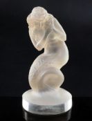 Naiade/Large Mermaid. A glass mascot by René Lalique, introduced 1920, No. 832 clear and frosted