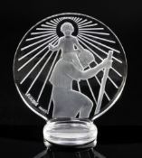 Sainte-Christophe/St. Christopher. A glass mascot by René Lalique, introduced on 1/3/1928, No.1142