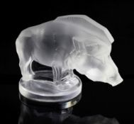 Sanglier/Wild Boar. A glass mascot by René Lalique, introduced on 3/10/1929, No.11802 a modern boxed