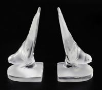 Serre-livres verre Hirondelle/ a pair of post war Swallow bookends by Lalique, introduced on 14/3/