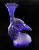 Tête de Paon/Peacocks head. A glass mascot by René Lalique, introduced on 3/2/1928, No.11876 a