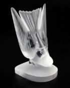 Hirondelle/Swallow. A glass mascot by René Lalique, introduced on 10/2/1928, No.11810 a modern boxed