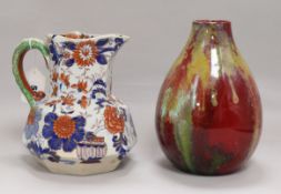 A Royal Doulton flambe vase and a Masons hydra jug tallest 21cm