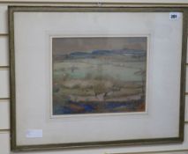 William Sydney Couser, watercolour, river landscape, signed, 9.5 x 12in.