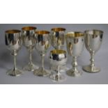 A modern set of three silver goblets, A.T. Cannon Ltd, Birmingham, 1973 and four other assorted