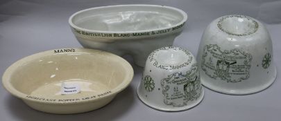 "The British Lion Blanc-Mange and Jelly Mould", one other and "The Paragon" ditto and a potted